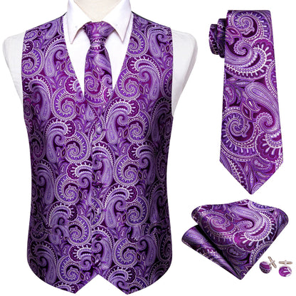 Men's Vest Paisley V-Neck Single Breasted Formal Waistcoat for Wedding Business Party