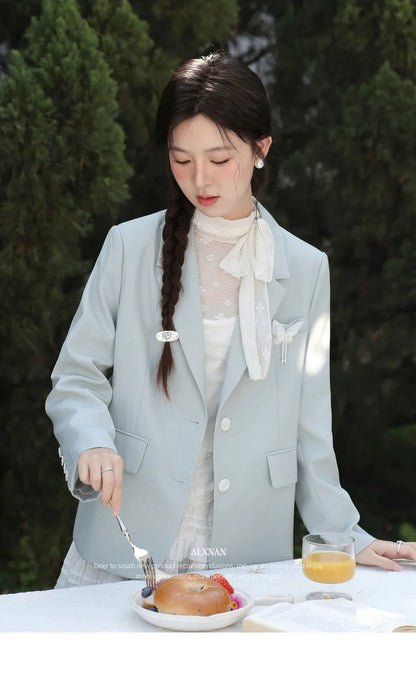 Khaki Blazer Spring Back Split Women's Jacket Elegant Casual Office Loose-fit Long Sleeve Outwears Female L61816 L61922
