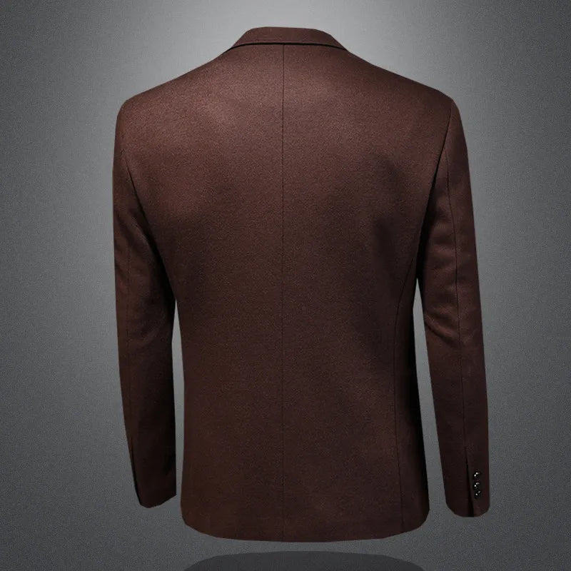 Men's Smart Casual Wool Blend Blazer – Single Breasted Suit Jacket – Black & Coffee
