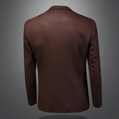 Men's Smart Casual Wool Blend Blazer – Single Breasted Suit Jacket – Black & Coffee