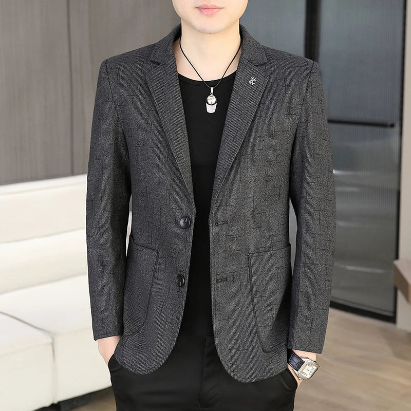 Blazer Men's Fashion Business Outdoor Travel Solid Color Trendy Wedding Youth Slimming Versatile Casual High Formal Wear Blazer