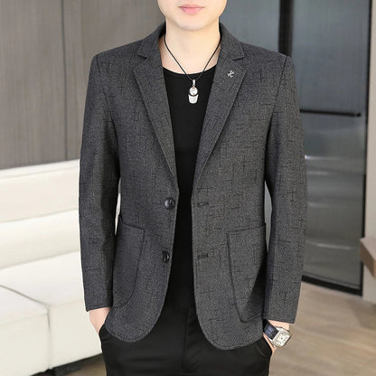 Blazer Men's Fashion Business Outdoor Travel Solid Color Trendy Wedding Youth Slimming Versatile Casual High Formal Wear Blazer