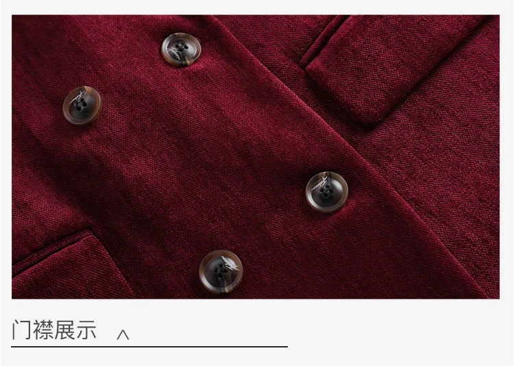 Pleuche Women Suits Office Sets 2024 Autumn New Fashion Notched Double Breasted Blazers Vintage Casual Wide Leg Pants Suits