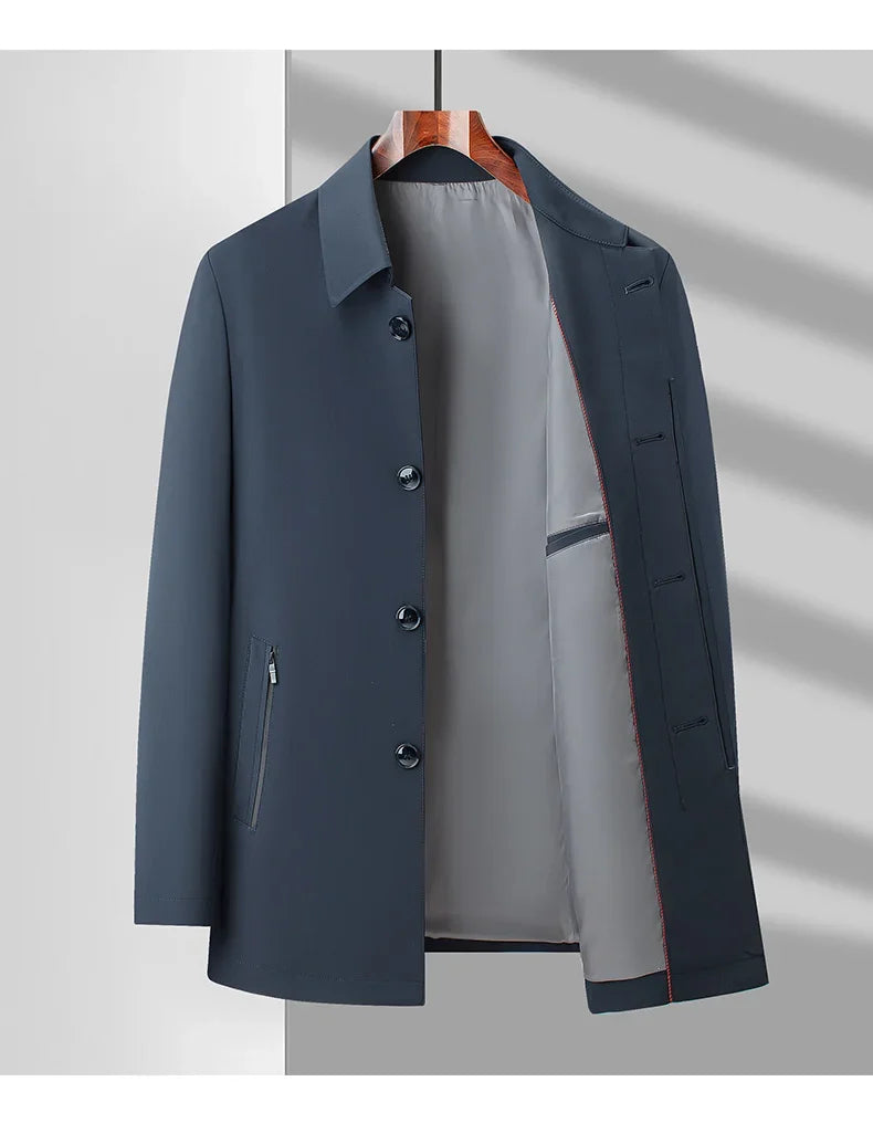 Men's 2025 Spring Fashion Handsome Trend Solid Color All-in-One Casual Business Jacket Loose Simple Lapel Top Coat