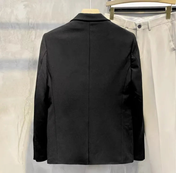 Men's Loose HK Style Plaid Blazer Wrinkle-Free Spring Autumn Casual Jacket