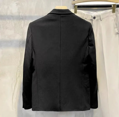 Men's Loose HK Style Plaid Blazer Wrinkle-Free Spring Autumn Casual Jacket