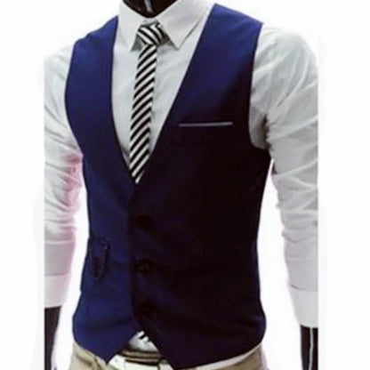 Slim Fit Men's Suit Vest Single Breasted for Business and Smart Casual – Black, Grey, Navy and Burgundy