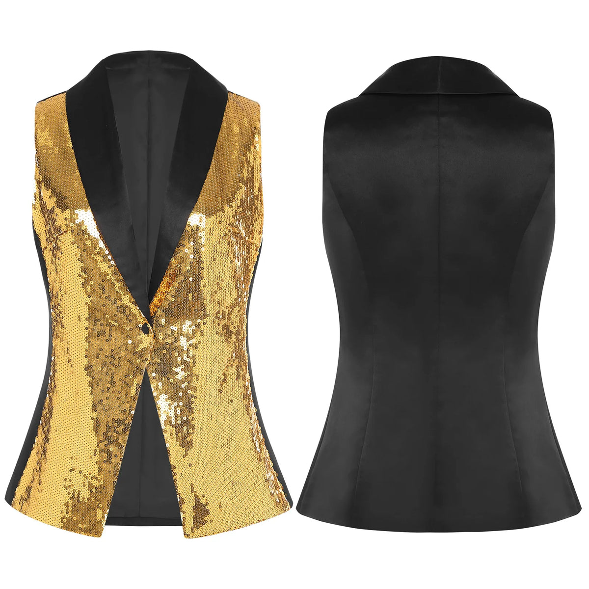Fashion Sequins Vests Women's Tassel Sleeveless Waistcoat Jazz Dance Costume Shiny Vest 80s Disco Music Festival Party Clubwear