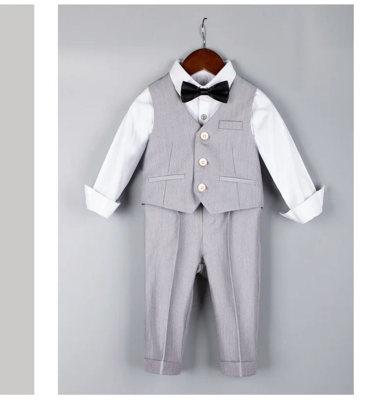 Baby Boys 1 Year Birthday Set Kids Wedding Suit Child Jacket Vest Pants Photograph Suit Children Wedding Performance Party Dress