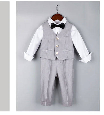 Baby Boys 1 Year Birthday Set Kids Wedding Suit Child Jacket Vest Pants Photograph Suit Children Wedding Performance Party Dress