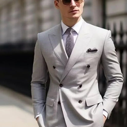 Wedding 2-Pieces Slim Fit Formal Business Notch Lapel Blazer Tuxedo Groomsmen Set with Jacket Pant Men's Suit