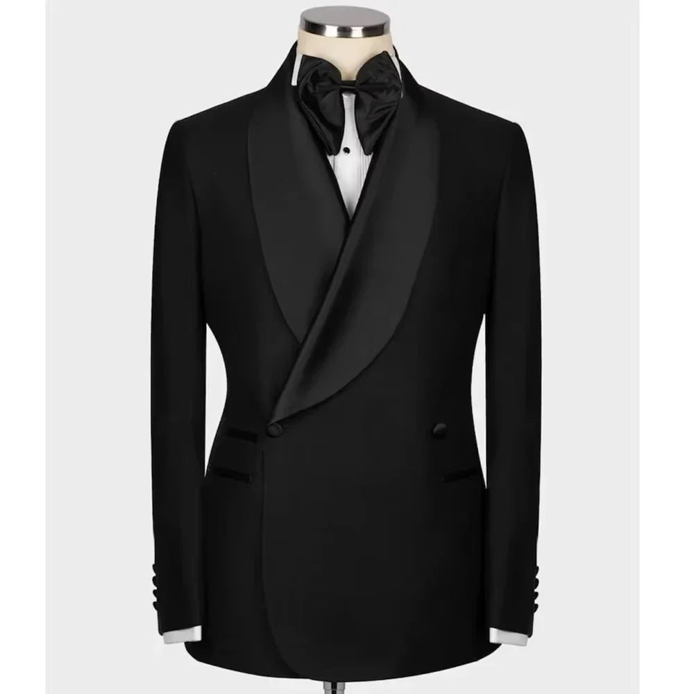 1 Piece One Button Men's Blazer Set Shawl Lapel Business Suit Wedding Tuxedos Prom Groom British Style Tailored Coat