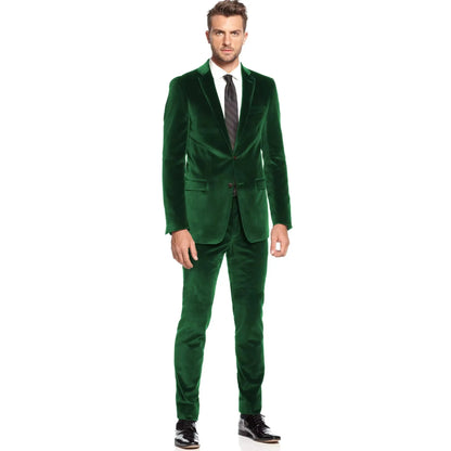 Costume Homme 2 Pièces en Velours Coupe Slim Blazer Simple Boutonnage avec Pantalon Tuxedo de Mariage pour Homme Tenue de Soirée d'Affaires pour Homme