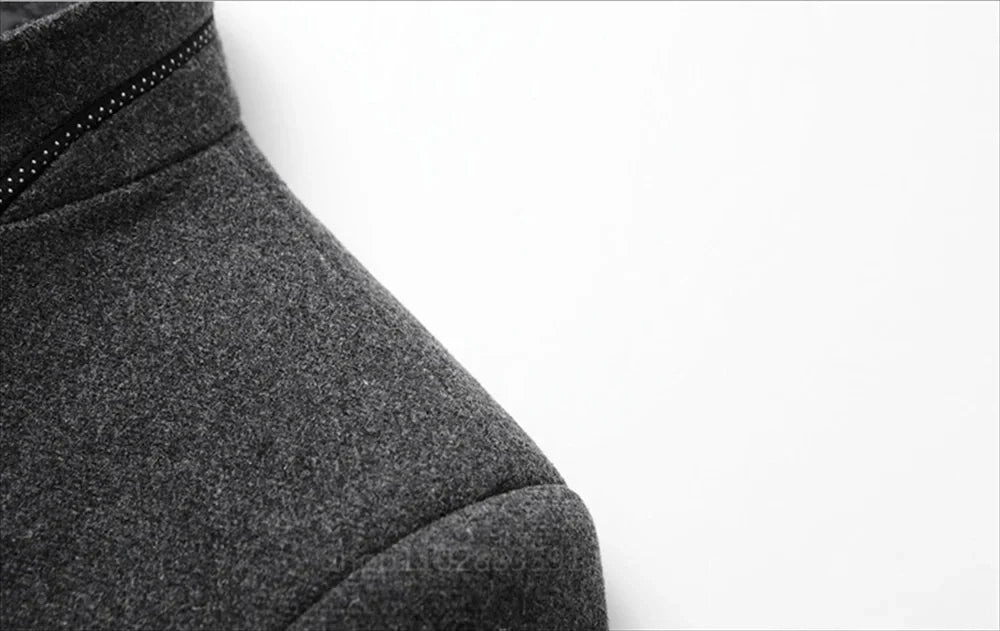 Business Suit Blazer Winter Classic Gray Retro Man Coat Woolen Simple Style Slim Fit Coat Leisure Versatile
