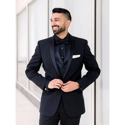 Black Formal Wedding Elegant Men Suits Groom Tuxedo Prom Slim Fit Blazer Hombre High Quality Custom 3 Piece Set Costume Homme