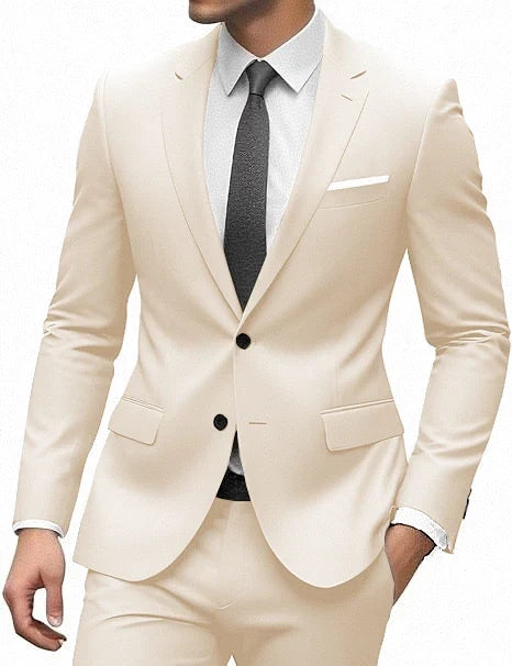 Ensemble Costume de Soirée Homme 2 Pièces Couleur Unie pour Mariage, Garçons d'Honneur, Costume de Scène, Carnavals - Tenue d'Affaires