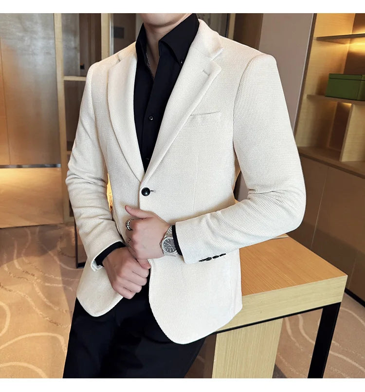 2025 Autumn Winter Velvet Suit Jacket Men Casual Business Blazers Wedding Groom Social Banquet Party Formal Blazer Men Clothing