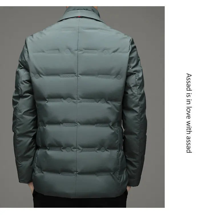 High Quality Men's Handsome down Jacket with Scarf Collar M-6XL Big Plus Size for Middle-Aged Dad Fashionable Outerwear