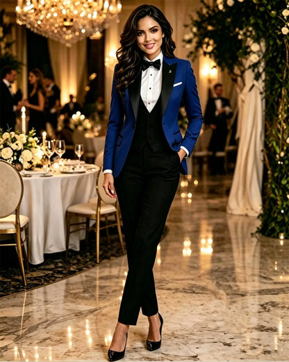 Elegant Women's Suits 3 Pieces Tailor Made Wedding Outfits Party Wear Dinner Paintsuit (Blazer+Vest+Pants)