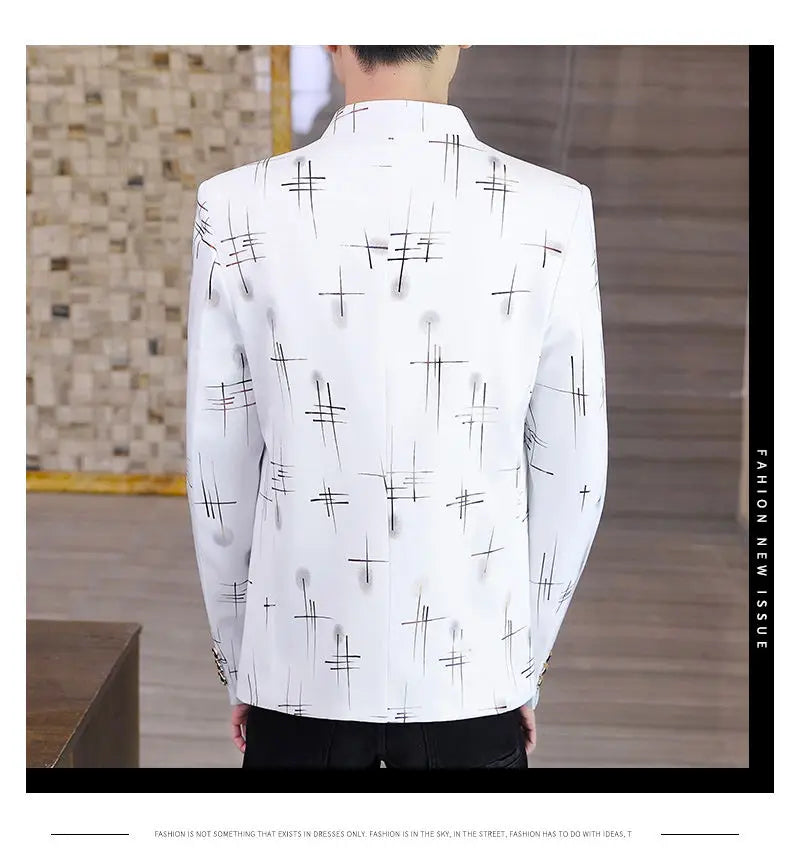 Blazer Fashionable Outdoor Travel Youthful Wedding Versatile Host for Campus Slim-fit Casual Lightweight Stripes Men's Blazer