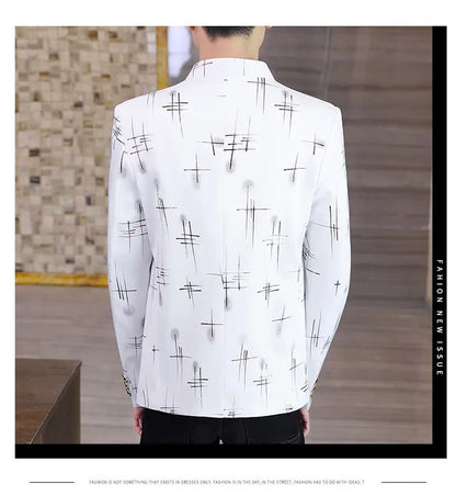 Blazer Fashionable Outdoor Travel Youthful Wedding Versatile Host for Campus Slim-fit Casual Lightweight Stripes Men's Blazer