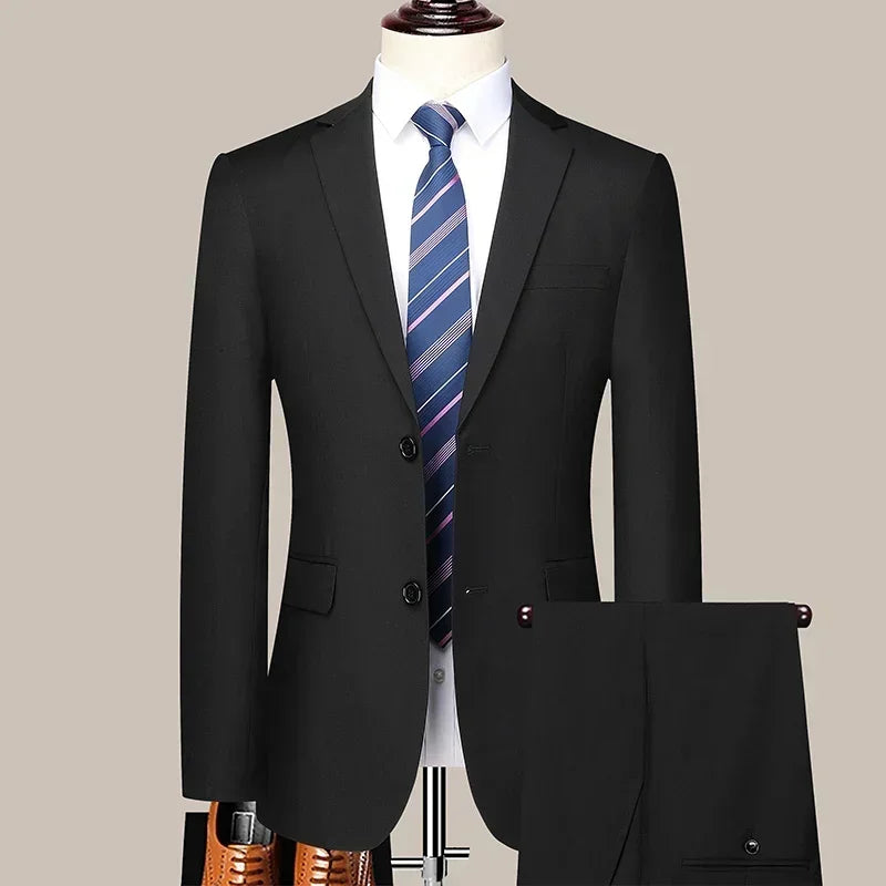 Men's Suit Blazer and Pants Smart Casual Slim Fit Wedding Business Formal Set