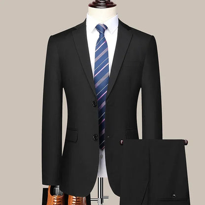 Men's Suit Blazer and Pants Smart Casual Slim Fit Wedding Business Formal Set