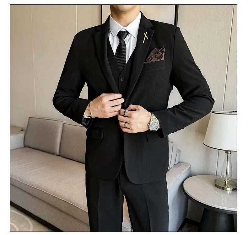 Men's 3-Piece Suit – Blazer, Vest & Trousers | Smart Casual Business & Wedding Suit