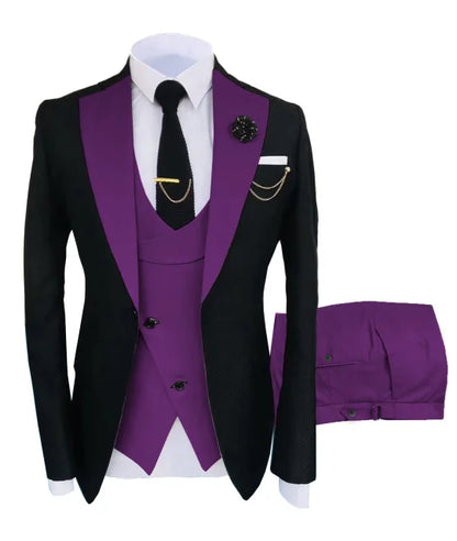 Slim Fit Men Wedding Suits Slim Fit Business Suits Groom Black Tuxedos for Formal Wedding Suits Jacket Pant Vest 3 Pieces