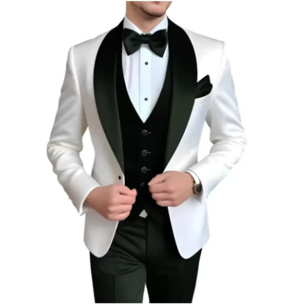 Men's 3-Piece Tuxedo Suit – Shawl Lapel, Slim Fit, Wedding & Formal Occasions