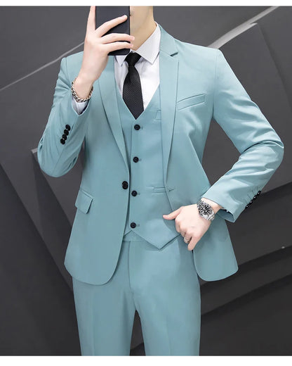 Men's Three-Piece Suit Set Fashion Business Career Waistcoat Trousers Wedding Dress Groom Best Man Decoration Body