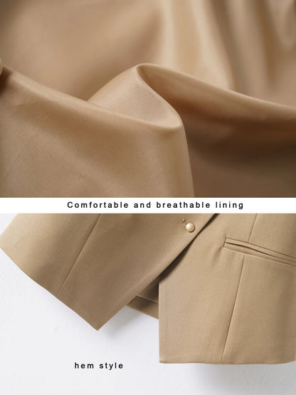 Short V-Neck Suit Vest for Women, Spring and Autumn Slant-Buttoned Top, Perfect for Office Wear and Versatile Vest