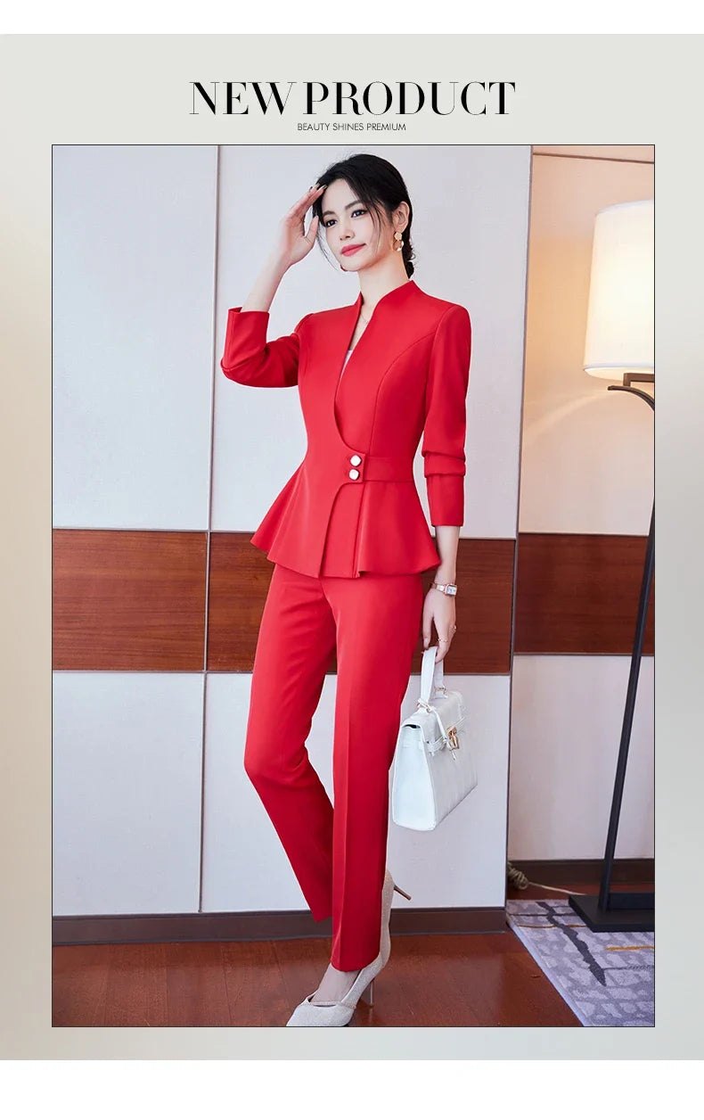 Long-Sleeved Suit for Women, Elegant Jacket and Trousers, Business and Work Uniform, Office Ladies, Special Fashion, 2025