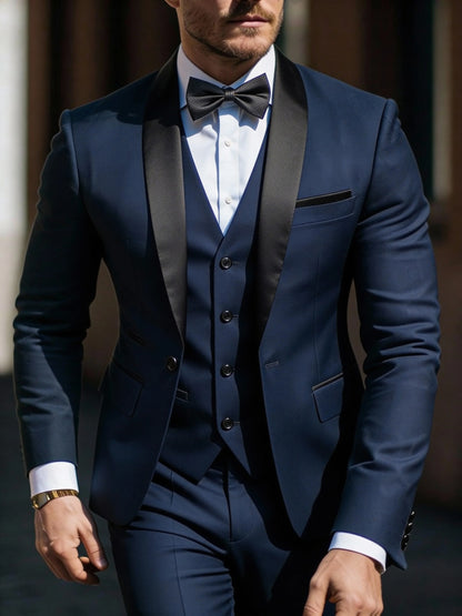 Costume 3 pièces pour homme veste gilet pantalon, Costumes de mariage d'affaires pour hommes pour bal de promo Musculaires costumes de mariage pour hommes