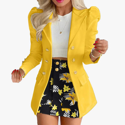 Fashionable Casual Print Long Sleeve Women's Suiting Skirt Ensemble Autumn Commute Wear Polyester Fabric Unisex O2O Sales