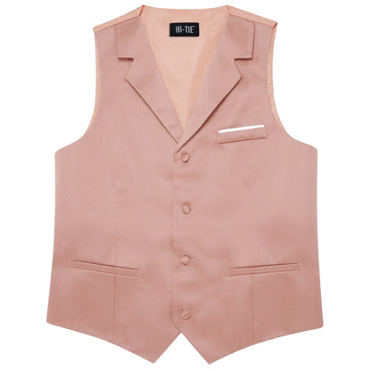 Men's Suit Vest with Tie Jacquard V-Neck Waistcoat for Business and Casual Occasions – Dusty Pink