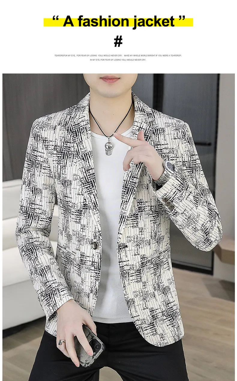 Blazer Men's Fashion Outdoor Travel Gentleman Wedding Slimming Business Versatile Trendy Casual Korean-style Formal Wear Blazer