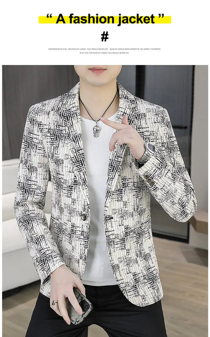 Blazer Men's Fashion Outdoor Travel Gentleman Wedding Slimming Business Versatile Trendy Casual Korean-style Formal Wear Blazer