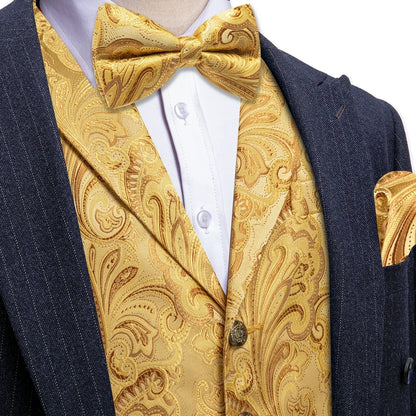 Men's Jacquard Floral Waistcoat Vest with Bowtie Set – Wedding & Formal