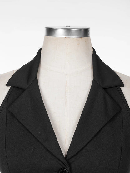 Elegant Women's Sleeveless Suits Waistcoat Halter Vests for Business Commuting Formal Clothes Mujer OL Office Ladies Crop Top