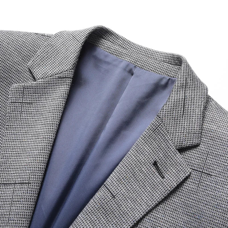 Men's Single Breasted Blazer – Smart Casual Grey Suit Jacket for Spring & Autumn