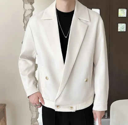 TikTok Trend Men's Autumn Designer Cropped Blazer High-End Casual Jacket Fashion Short Suit Outerwear