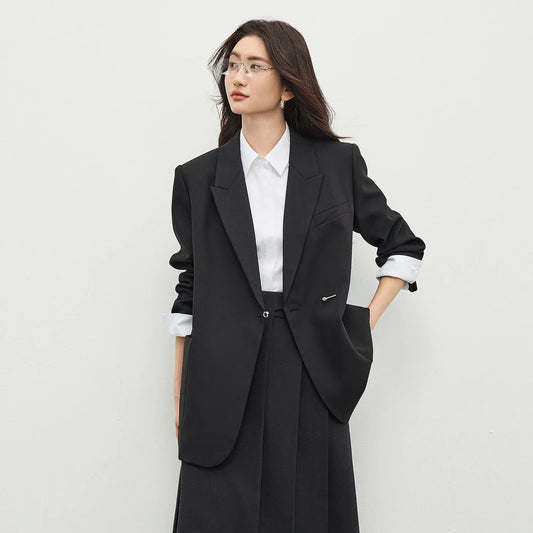 Black Blazer Suit Jacket Women 2026 Spring Fall Fashion Trend Elegant Office Ladies Work Wear Clothing 153XC3230X