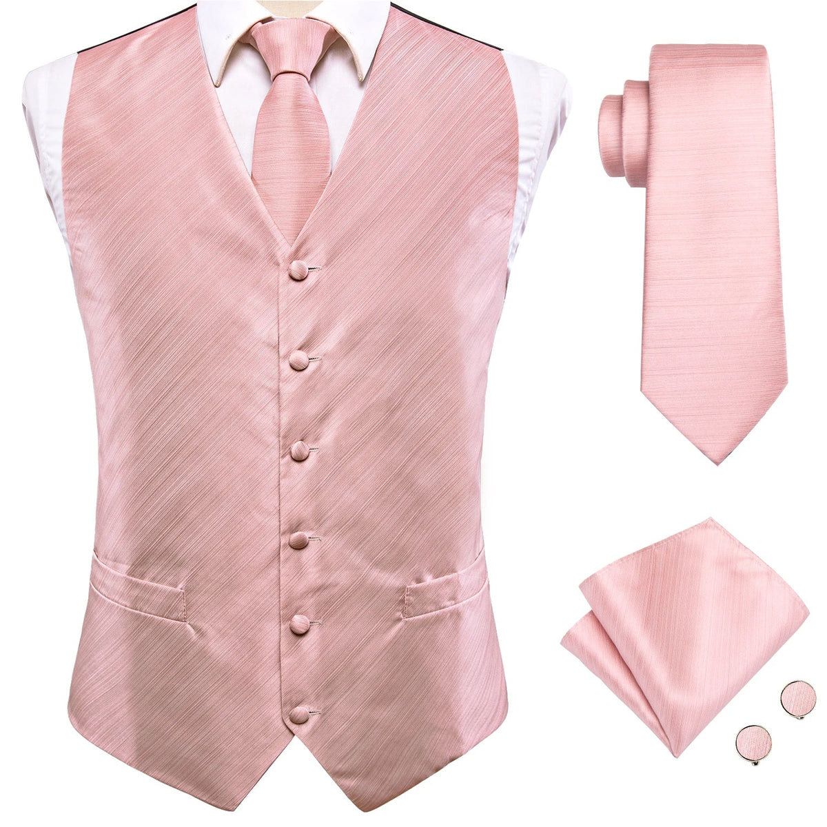 Men's Floral Paisley Suit Vest 4-Piece Set – Woven Waistcoat with Tie, Pocket Square & Cufflinks for Weddings & Formal Occasions