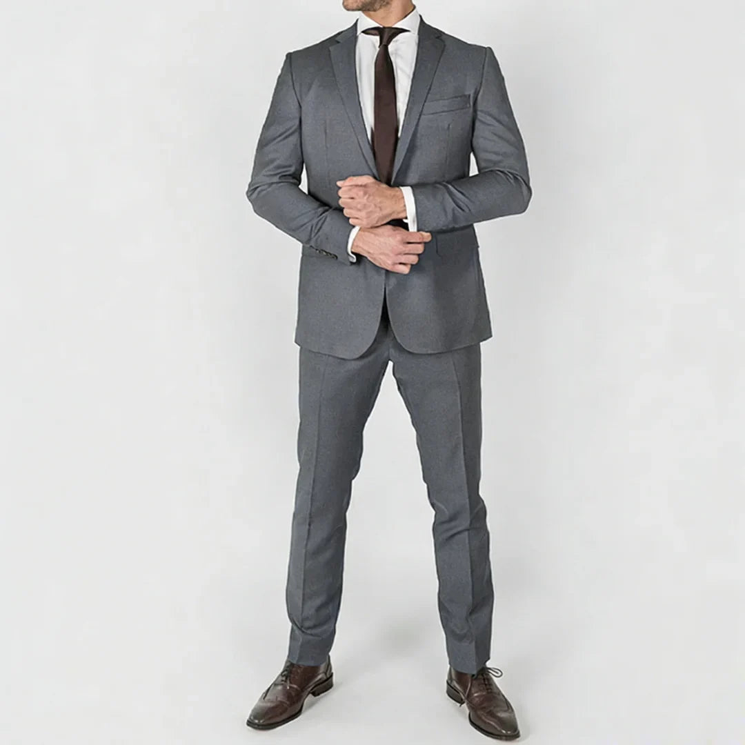 Men Suit Blue 2 Pieces Single Button Solid For Wedding Groom Banquet Prom Work Business Office Daily Jacket And Pants