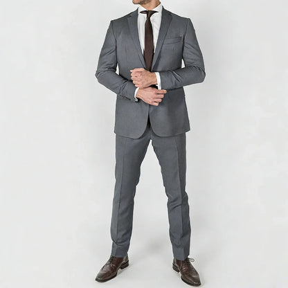 Men Suit Blue 2 Pieces Single Button Solid For Wedding Groom Banquet Prom Work Business Office Daily Jacket And Pants