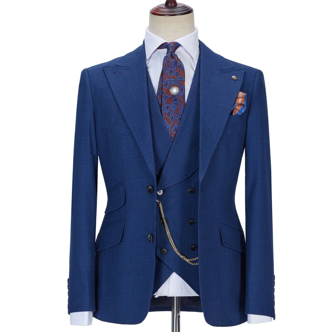 Men Suit Black 3 Pieces With Lapel Solid Color Business Casual For Wedding Groom Formal Work Tuxedo Jacket Vest With Pants