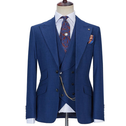 Men Suit Black 3 Pieces With Lapel Solid Color Business Casual For Wedding Groom Formal Work Tuxedo Jacket Vest With Pants