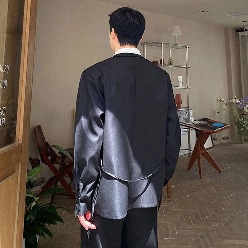 Collar Double 2026 Contrast Spring Layer New Color Casual Blazer Coat Men's Fashion Handsome Elegant Male Clothes JY8406