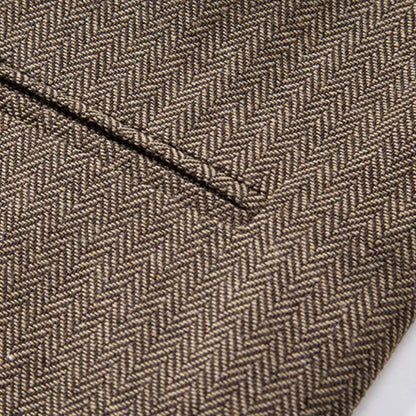 Men's Vest – Herringbone Single-Breasted Waistcoat for Weddings & Business